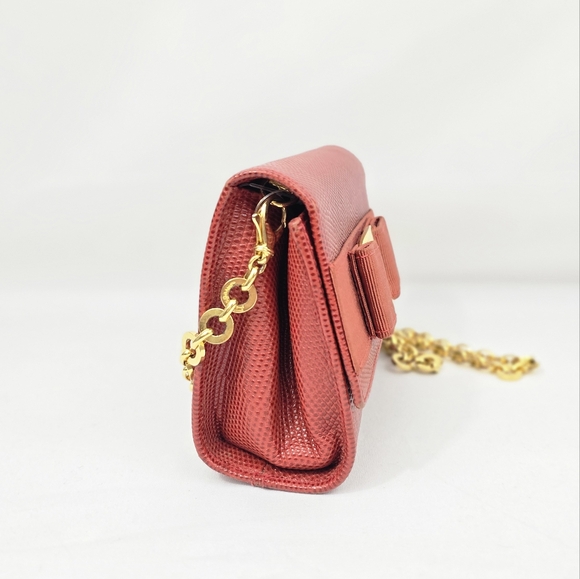 Salvatore Ferragamo Lizard Pattern Vara Bow 3 way Bag - Picture 4 of 8